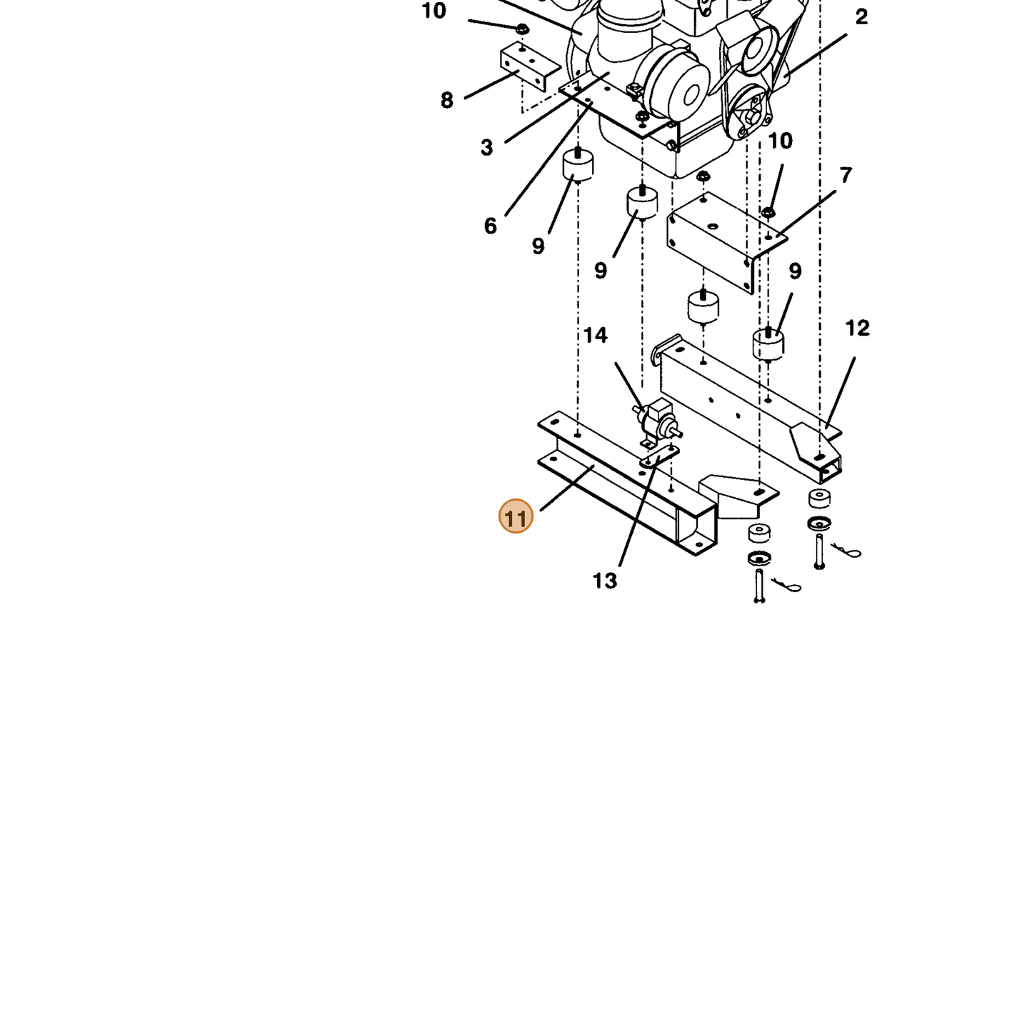 Grasshopper part 643604 — IPL diagram snippet (6x zoom, amber highlight)