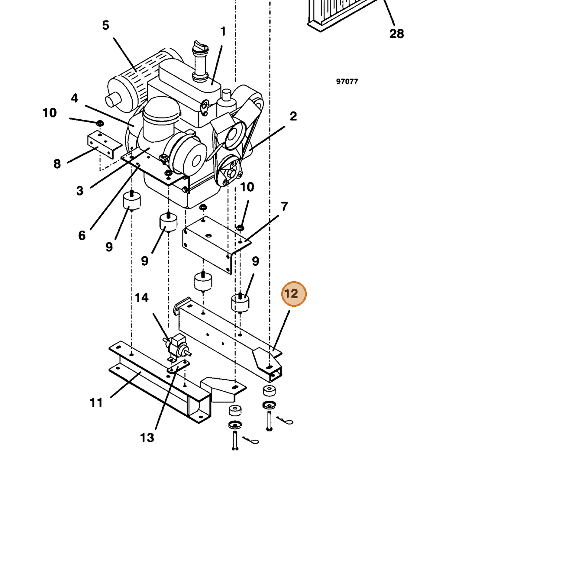 Grasshopper part 643605 — IPL diagram snippet (6x zoom, amber highlight)