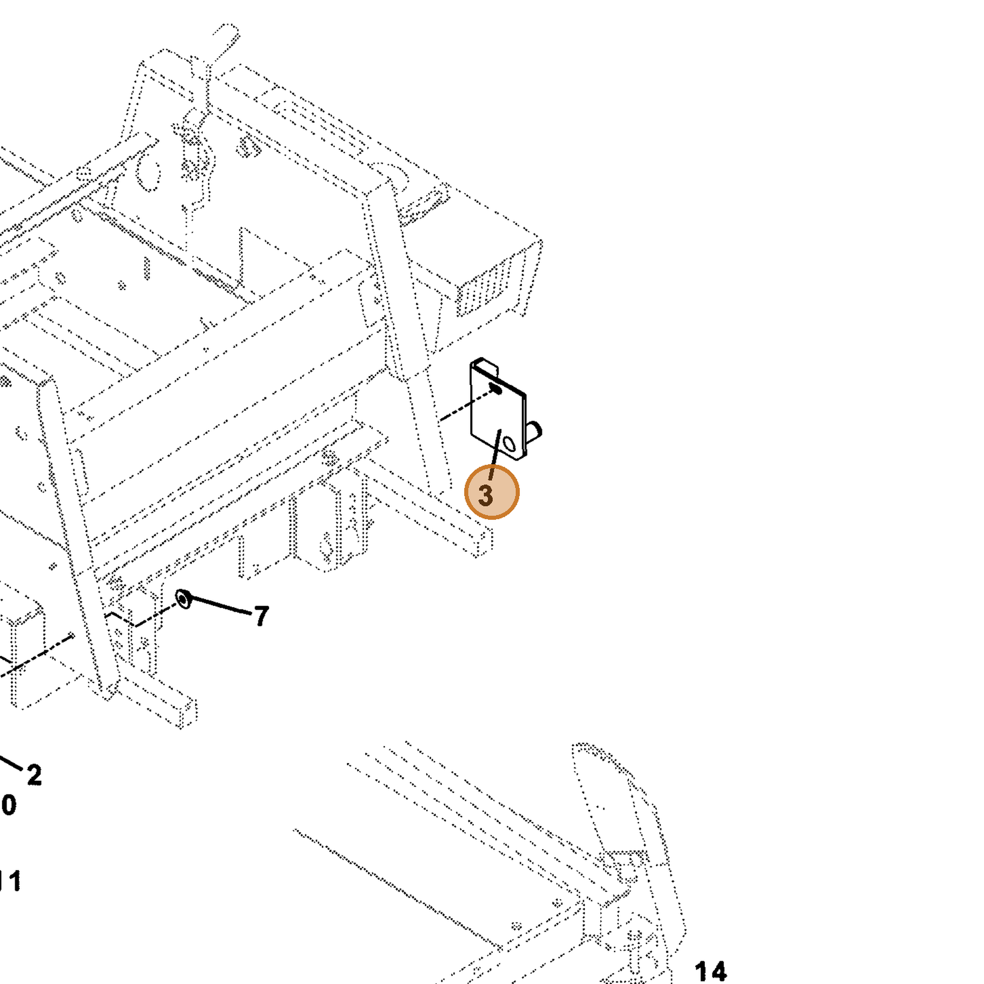 Grasshopper part 643612 — IPL diagram snippet (6x zoom, amber highlight)