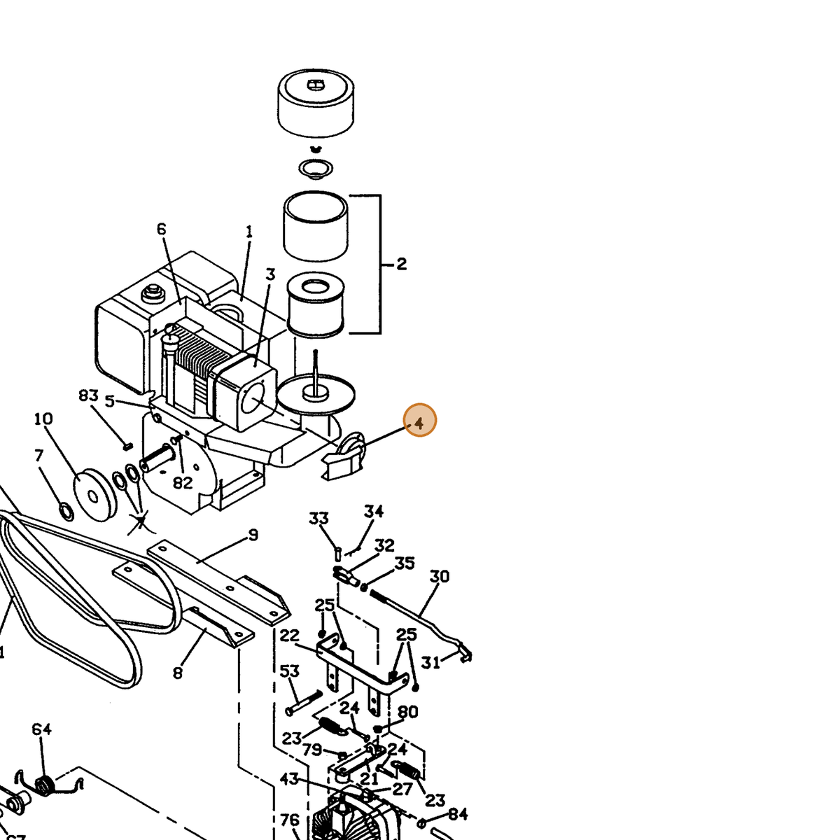 Grasshopper part 643621 — IPL diagram snippet (6x zoom, amber highlight)