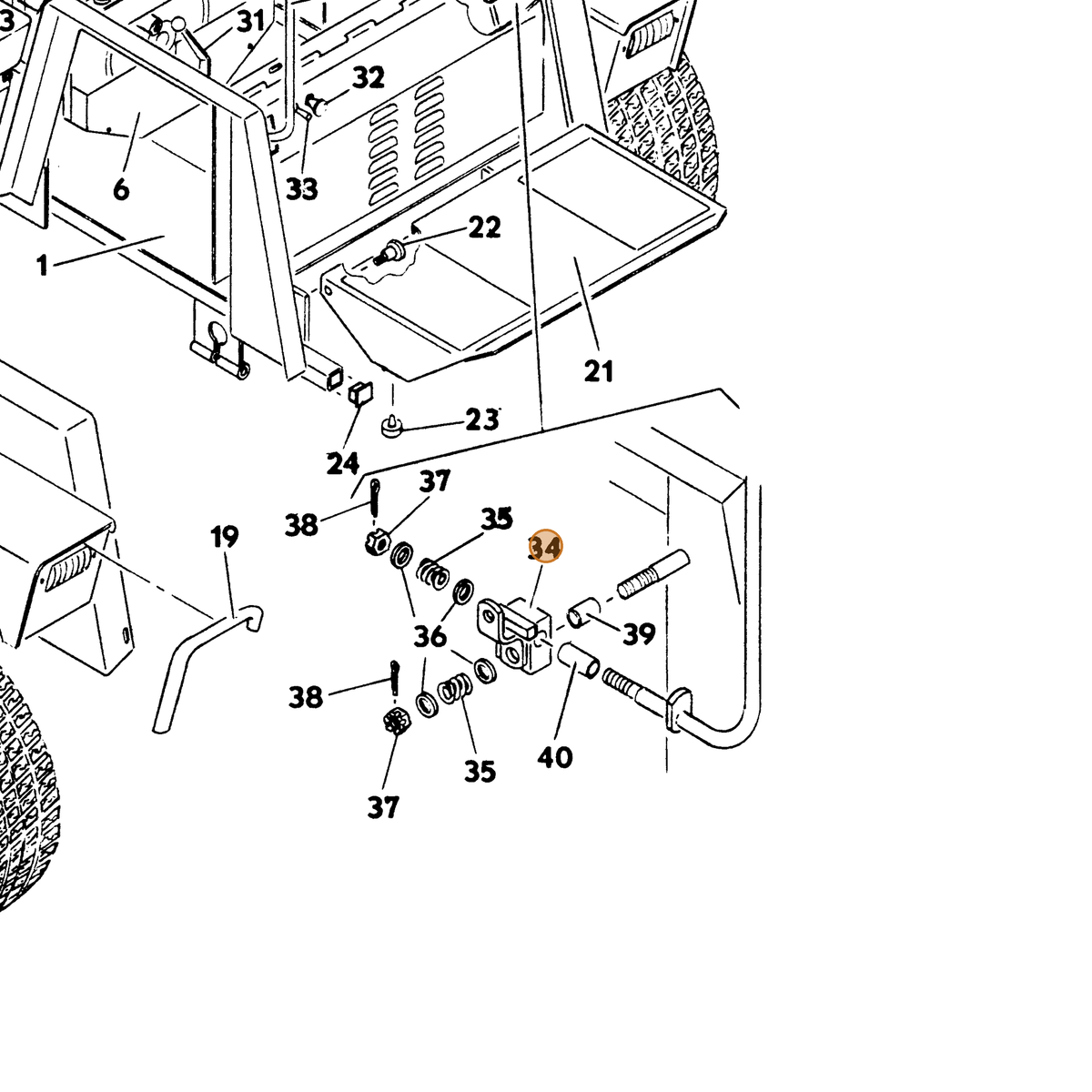 Grasshopper part 643639 — IPL diagram snippet (6x zoom, amber highlight)
