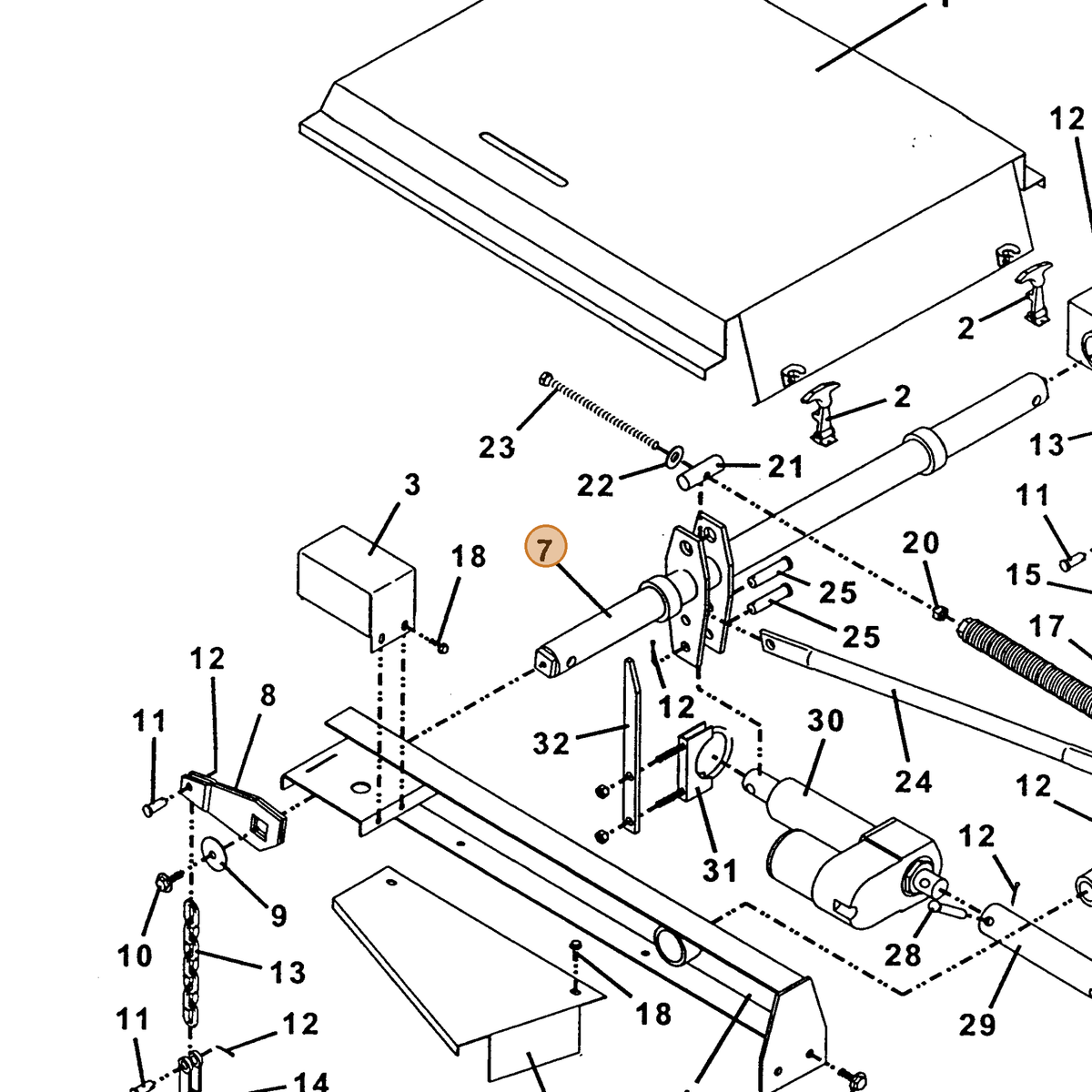 Grasshopper part 643670 — IPL diagram snippet (6x zoom, amber highlight)