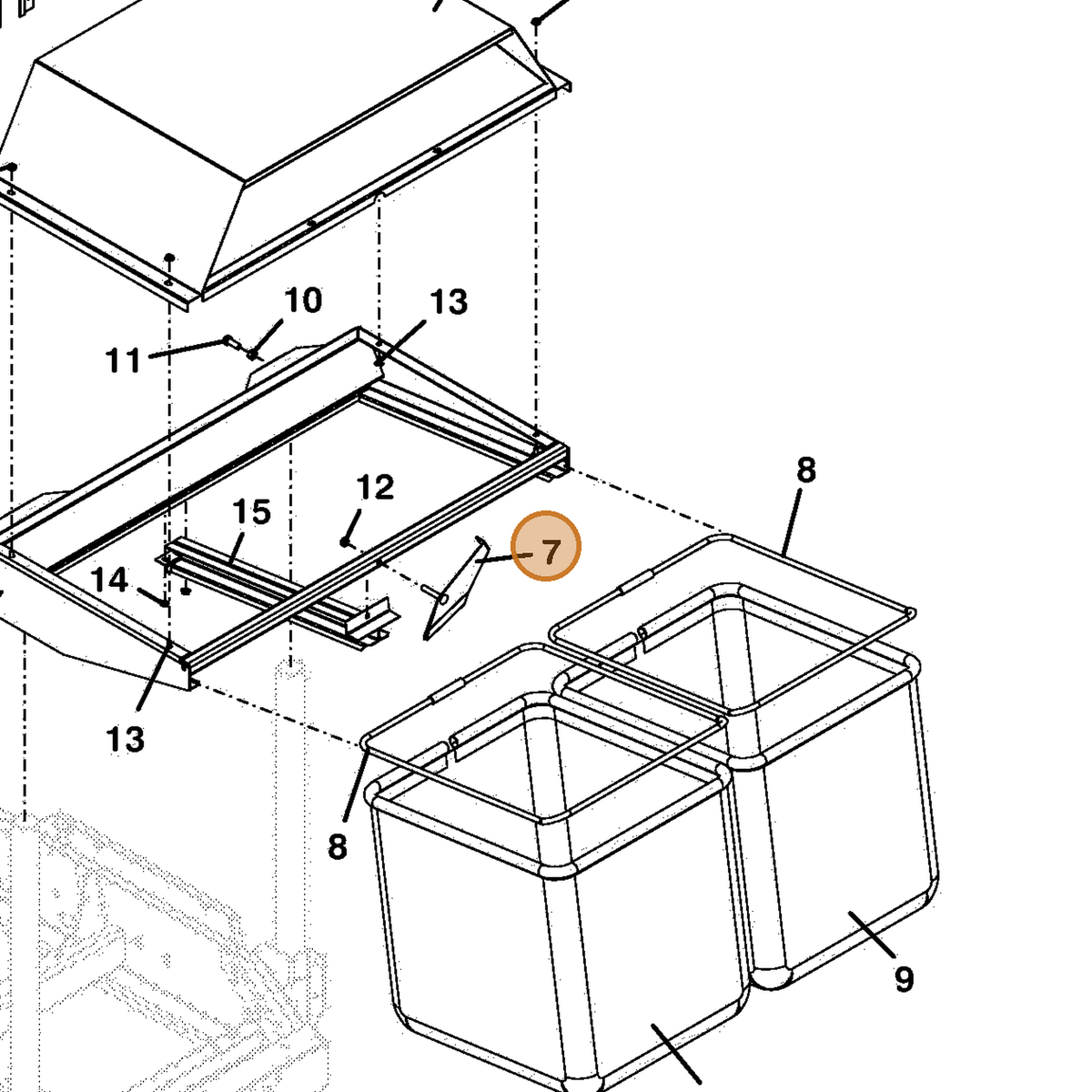 Grasshopper part 643721 — IPL diagram snippet (6x zoom, amber highlight)