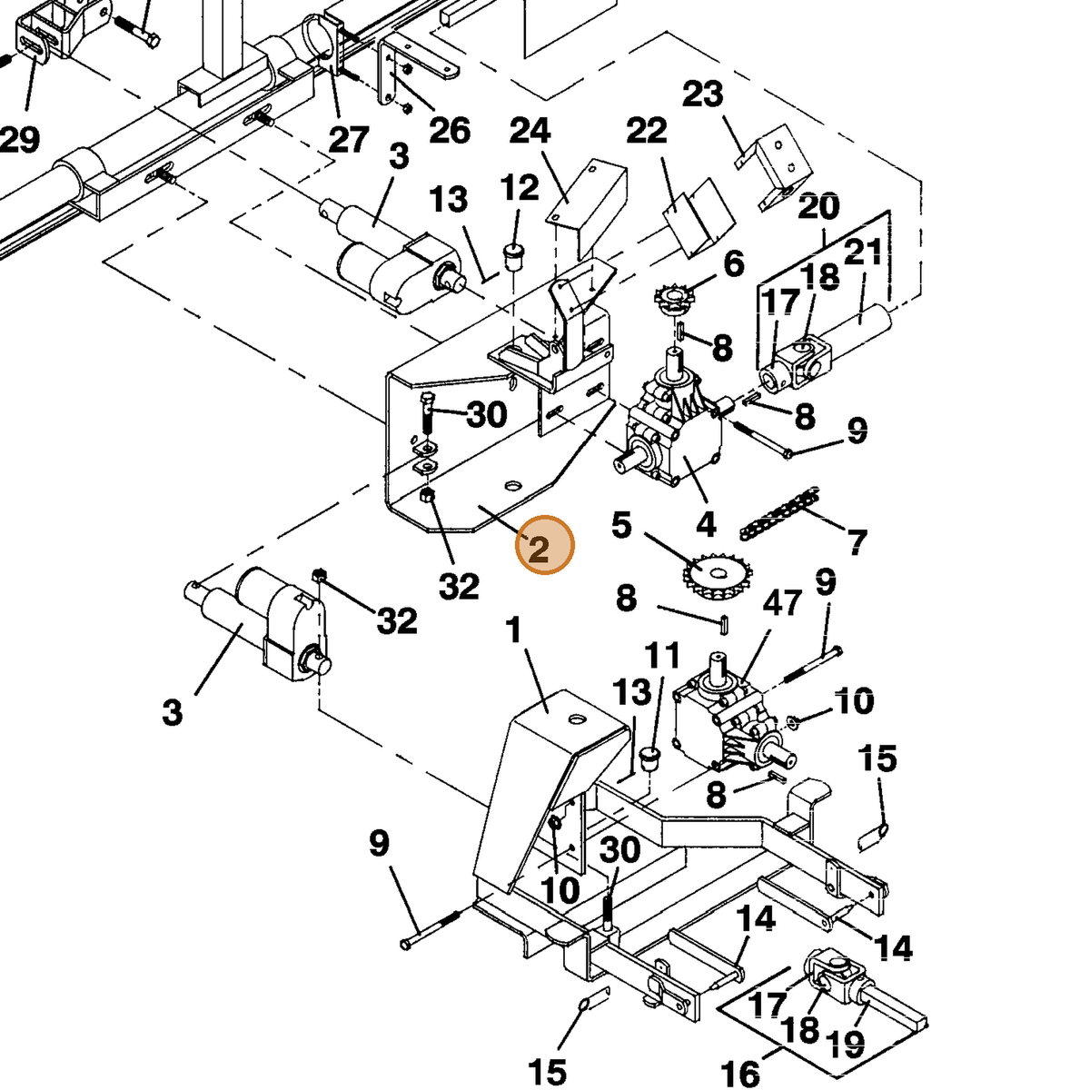 Grasshopper part 643734 — IPL diagram snippet (6x zoom, amber highlight)
