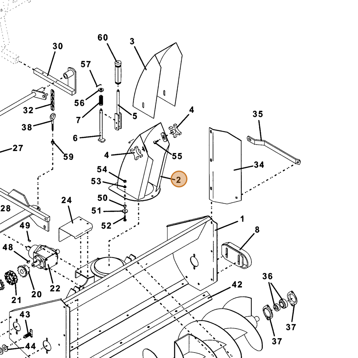 Grasshopper part 643788 — IPL diagram snippet (6x zoom, amber highlight)