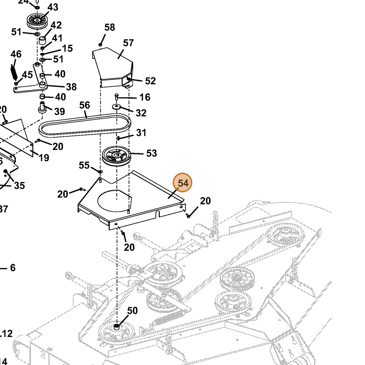 Grasshopper part 643847 — IPL diagram snippet (6x zoom, amber highlight)