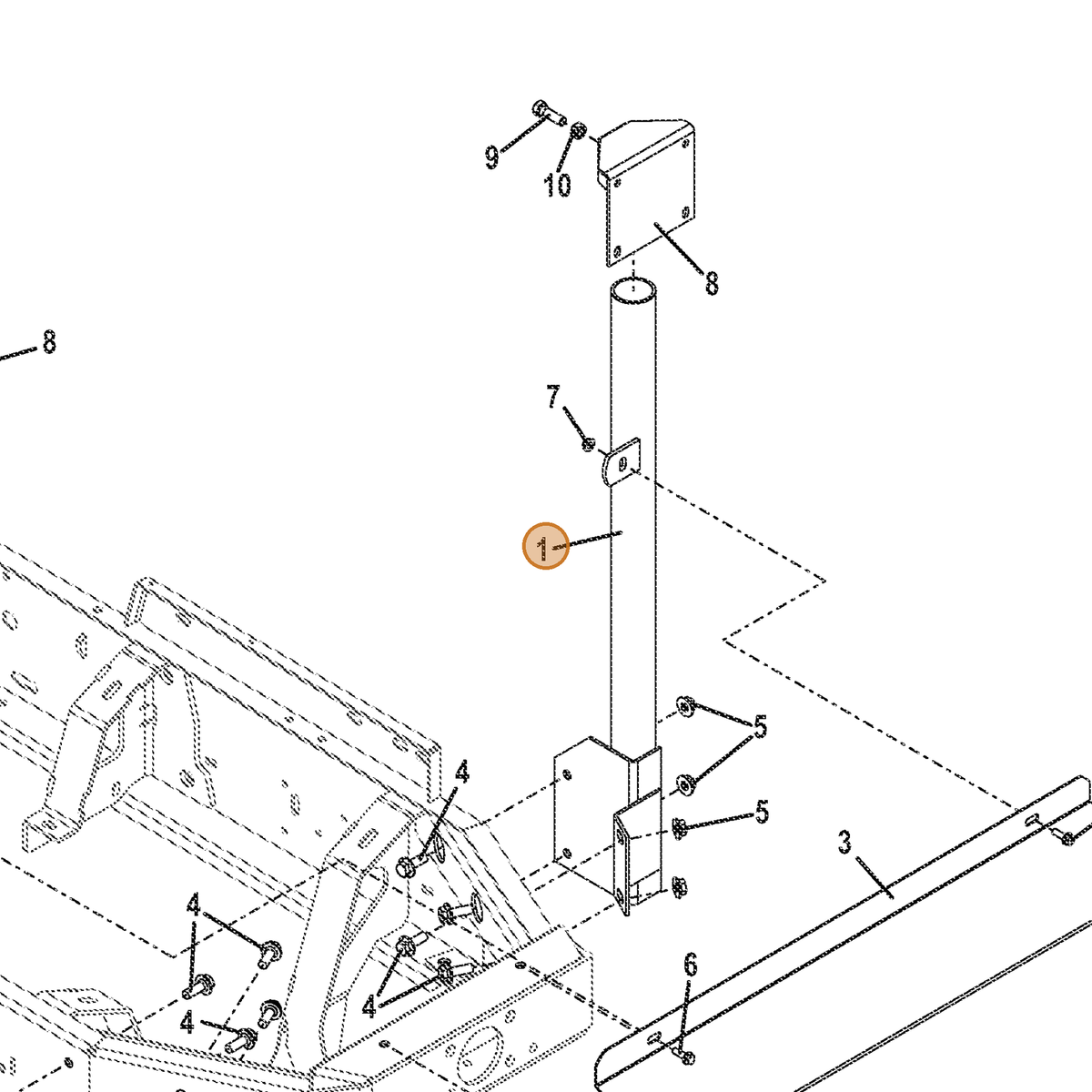 Grasshopper part 643854 — IPL diagram snippet (6x zoom, amber highlight)