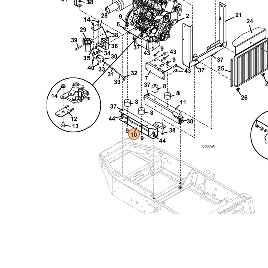 Grasshopper part 643864 — IPL diagram snippet (6x zoom, amber highlight)