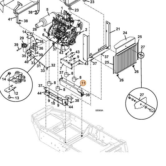 Grasshopper part 643865 — IPL diagram snippet (6x zoom, amber highlight)
