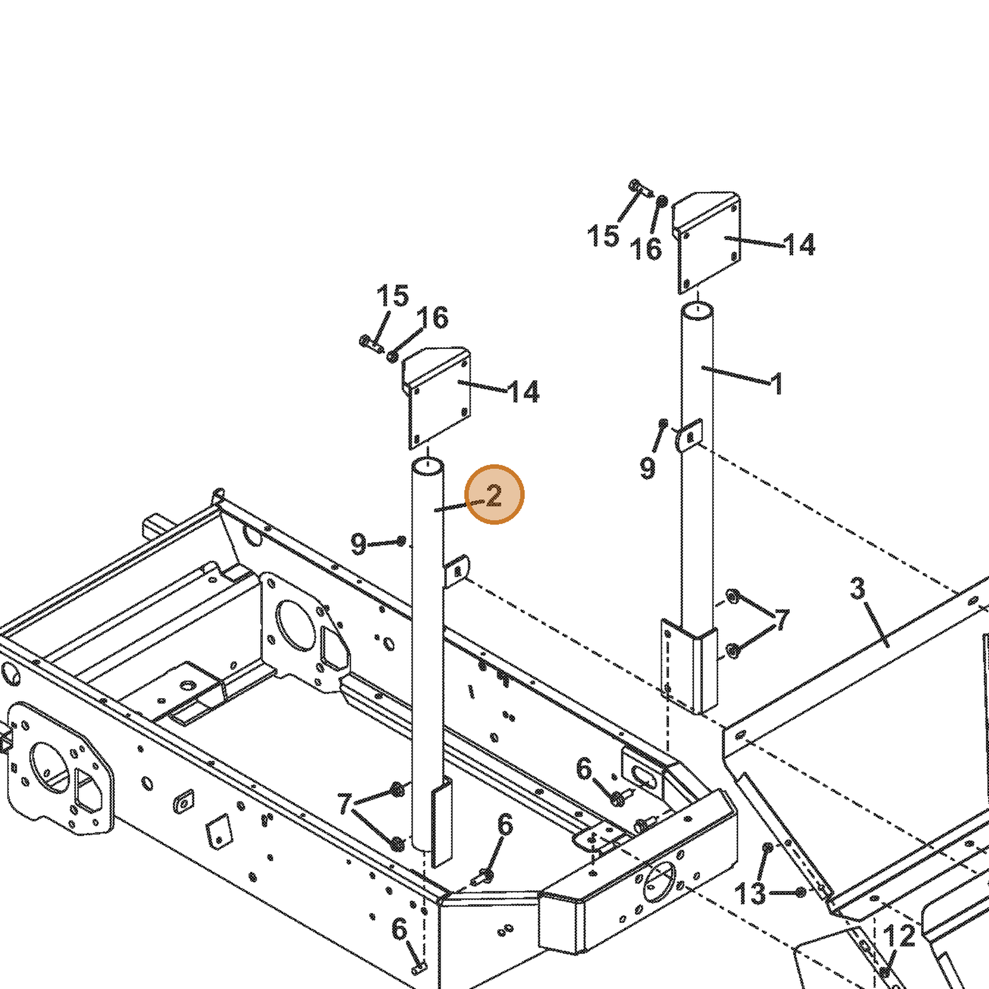 Grasshopper part 643885 — IPL diagram snippet (6x zoom, amber highlight)
