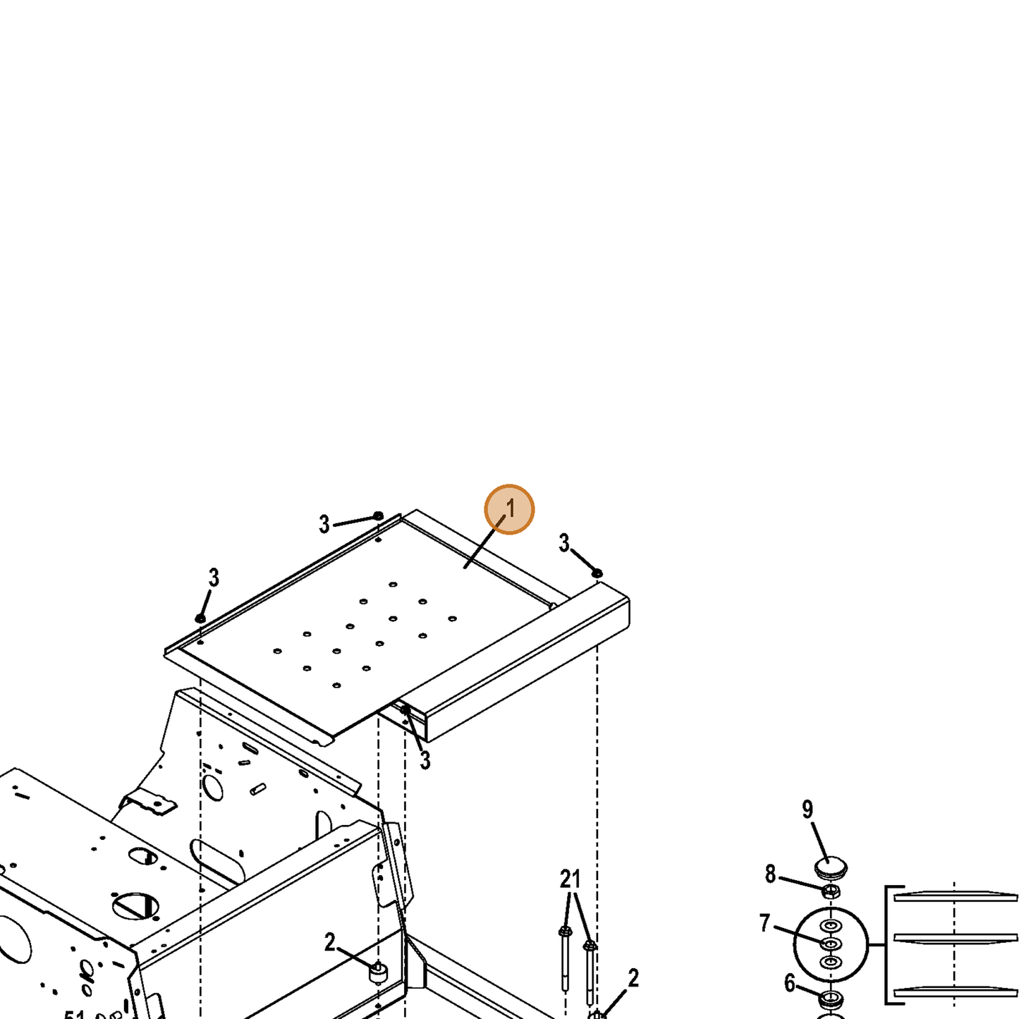 Grasshopper part 643893 — IPL diagram snippet (6x zoom, amber highlight)