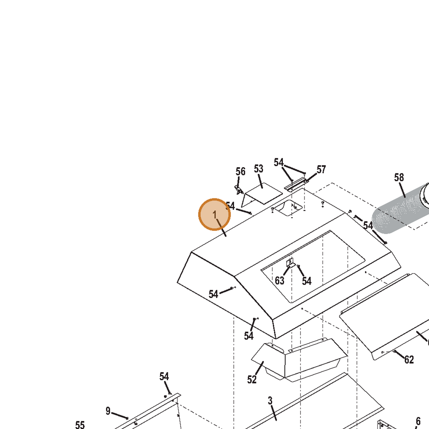 Grasshopper part 643896 — IPL diagram snippet (6x zoom, amber highlight)