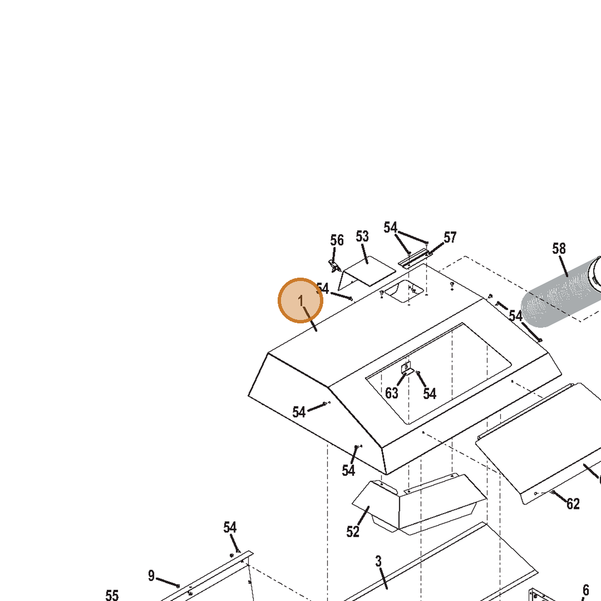 Grasshopper part 643896 — IPL diagram snippet (6x zoom, amber highlight)