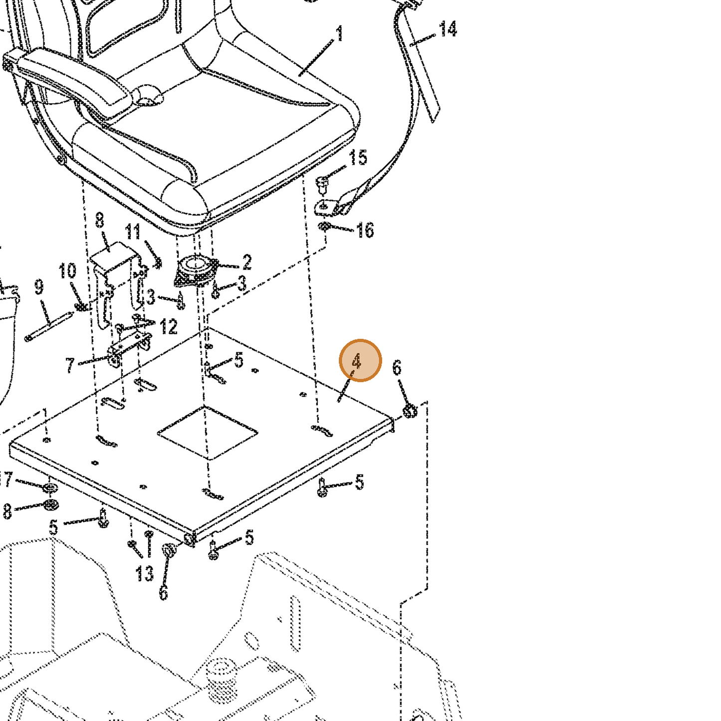 Grasshopper part 643898 — IPL diagram snippet (6x zoom, amber highlight)