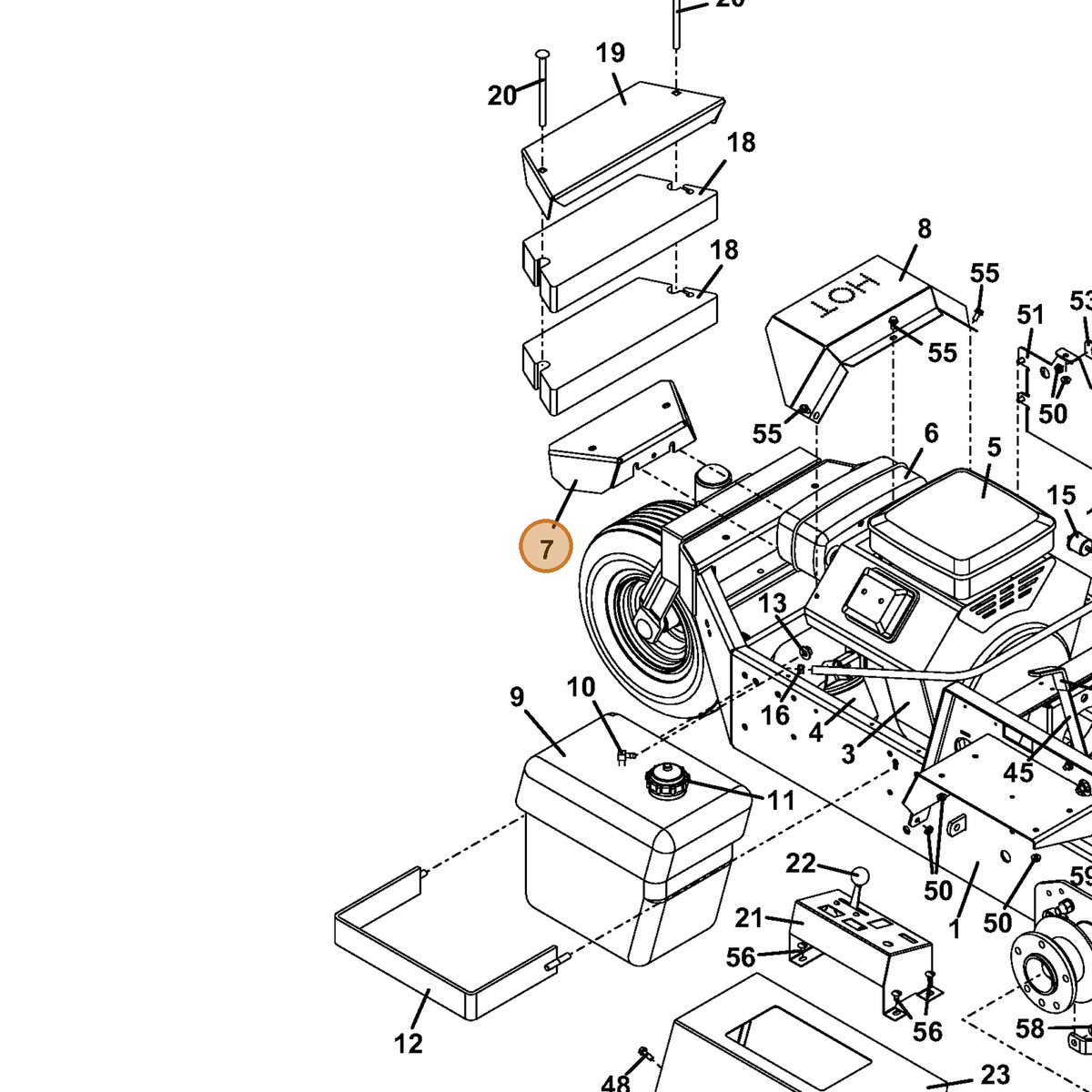 Grasshopper part 643922 — IPL diagram snippet (6x zoom, amber highlight)