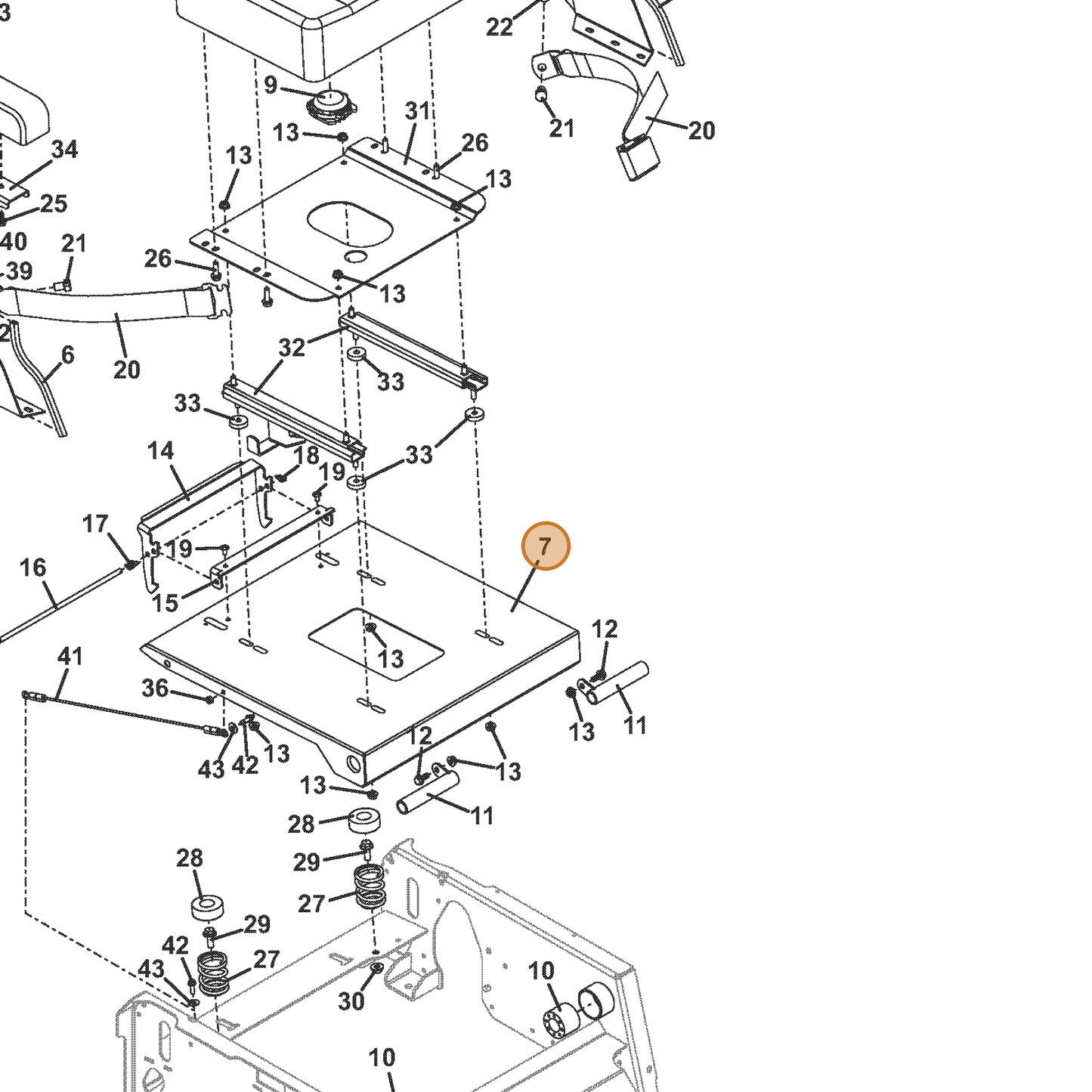 Grasshopper part 643936 — IPL diagram snippet (6x zoom, amber highlight)