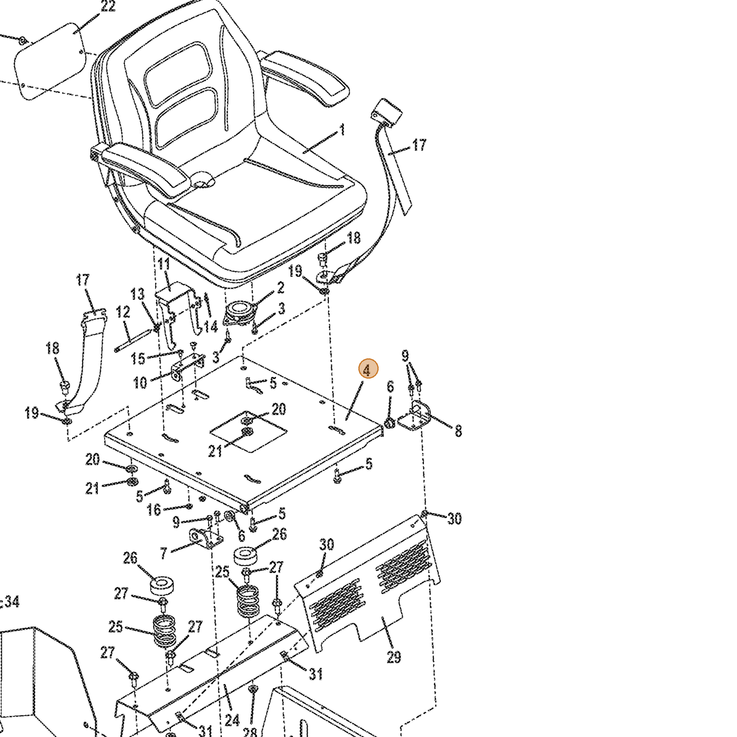 Grasshopper part 643937 — IPL diagram snippet (6x zoom, amber highlight)