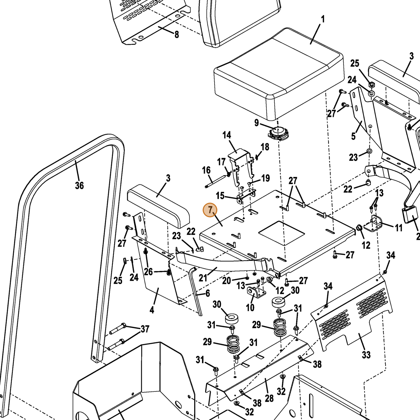 Grasshopper part 643938 — IPL diagram snippet (6x zoom, amber highlight)