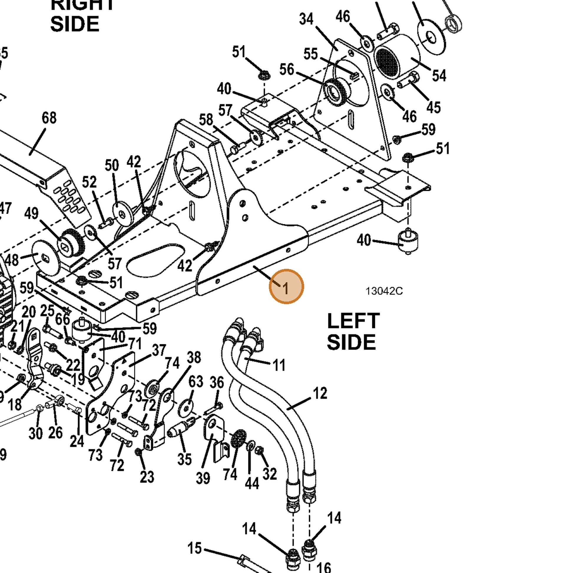 Grasshopper part 643945 — IPL diagram snippet (6x zoom, amber highlight)