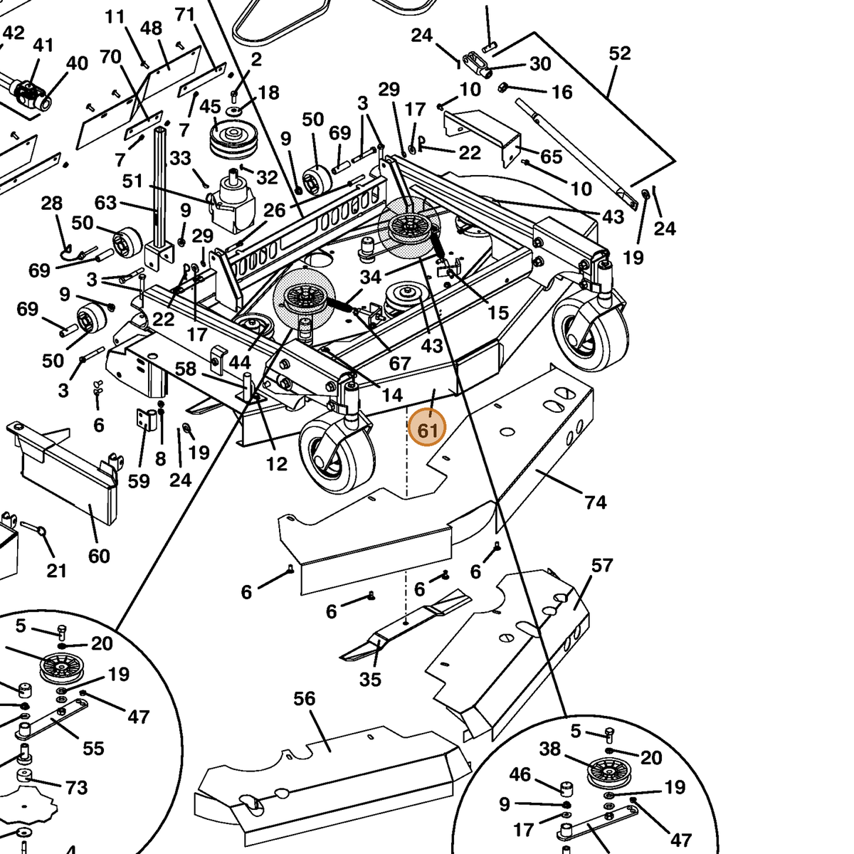 Grasshopper part 643991 — IPL diagram snippet (6x zoom, amber highlight)