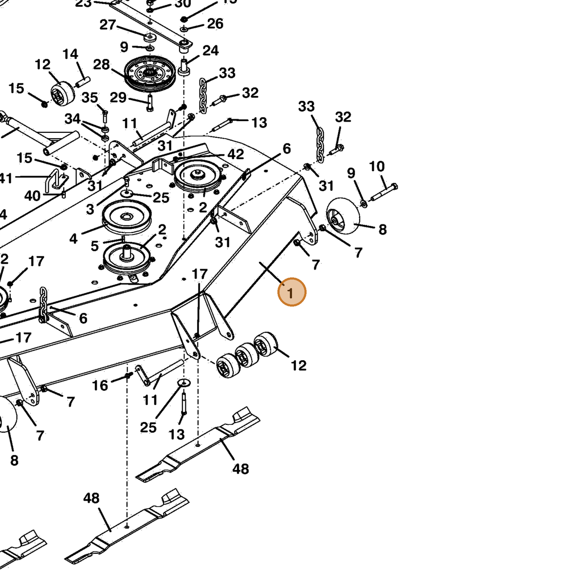 Grasshopper part 643999 — IPL diagram snippet (6x zoom, amber highlight)