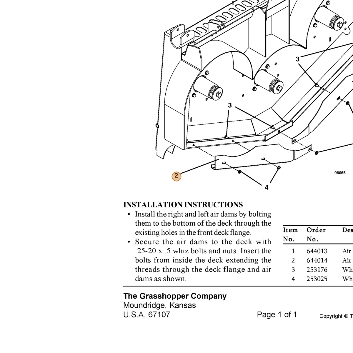 Grasshopper part 644014 — IPL diagram snippet (6x zoom, amber highlight)