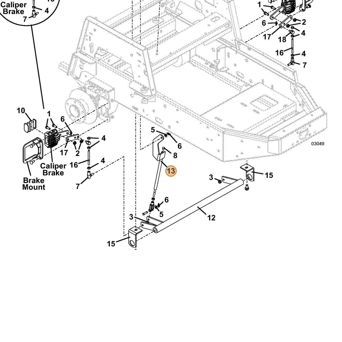 Grasshopper part 644036 — IPL diagram snippet (6x zoom, amber highlight)