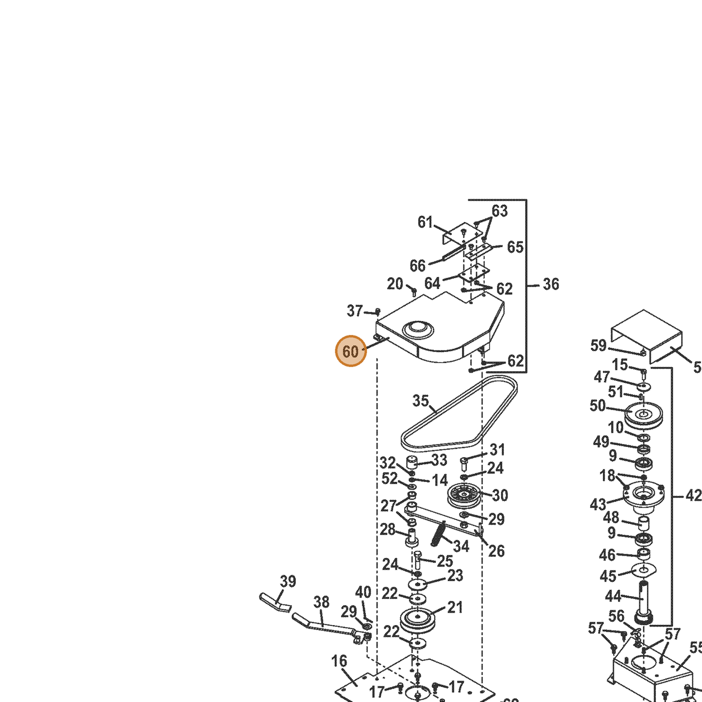 Grasshopper part 644043 — IPL diagram snippet (6x zoom, amber highlight)