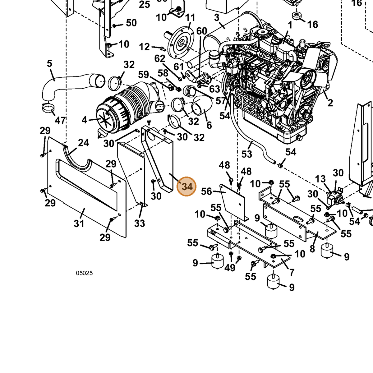Grasshopper part 644059 — IPL diagram snippet (6x zoom, amber highlight)