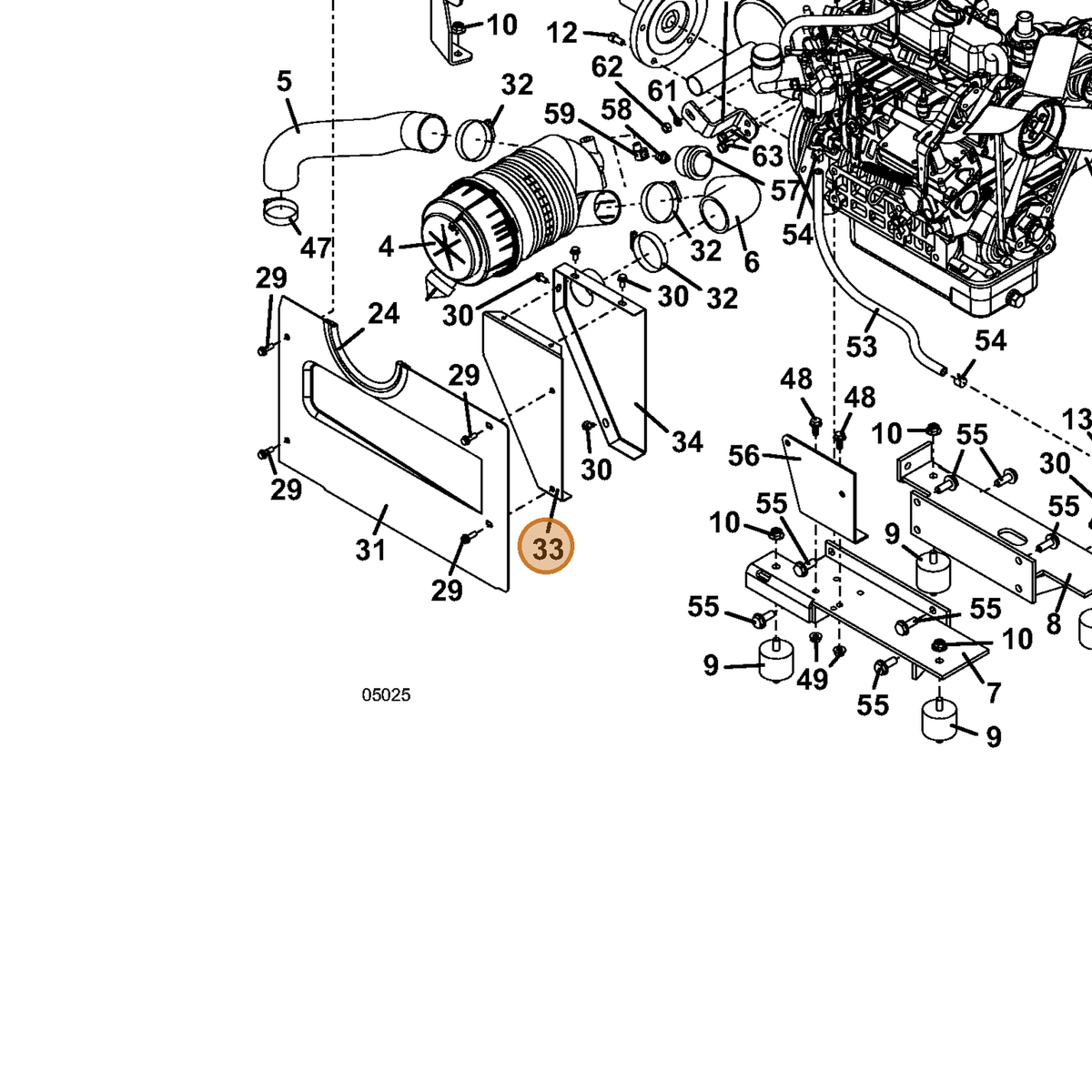 Grasshopper part 644066 — IPL diagram snippet (6x zoom, amber highlight)
