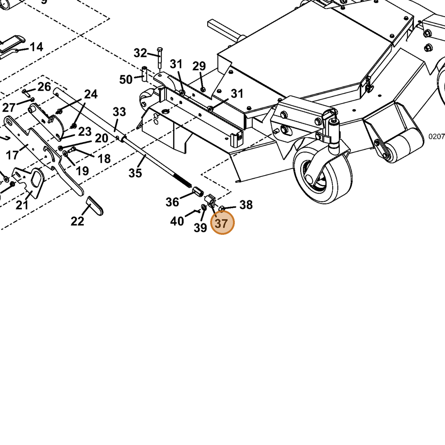 Grasshopper part 644072 — IPL diagram snippet (6x zoom, amber highlight)