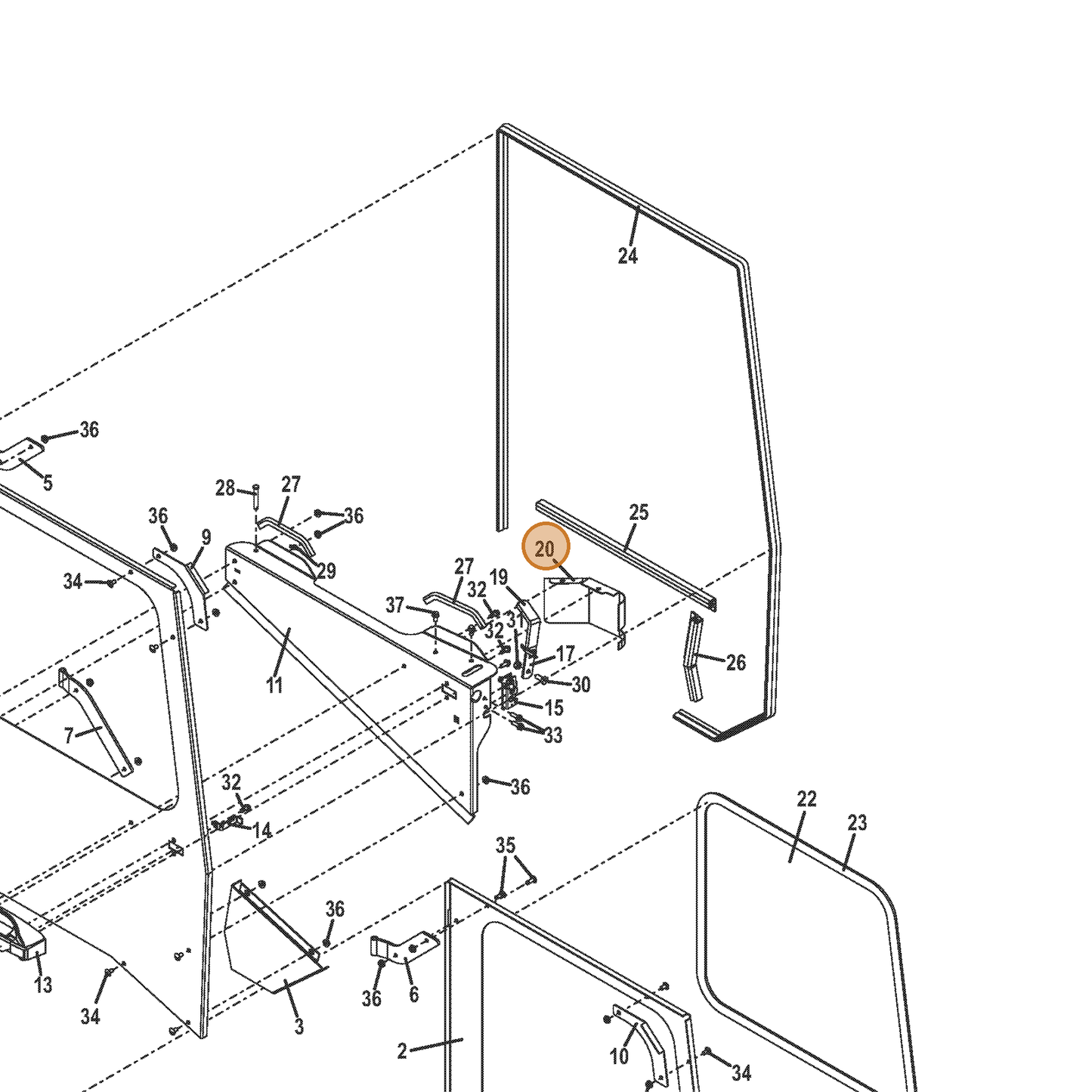 Grasshopper part 644106 — IPL diagram snippet (6x zoom, amber highlight)