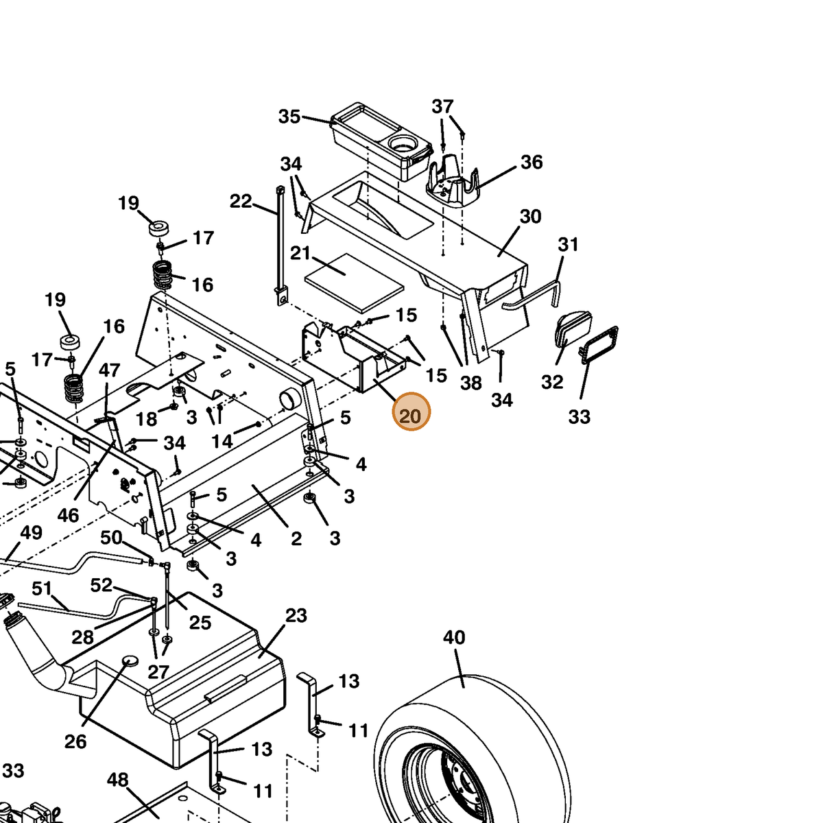 Grasshopper part 644108 — IPL diagram snippet (6x zoom, amber highlight)