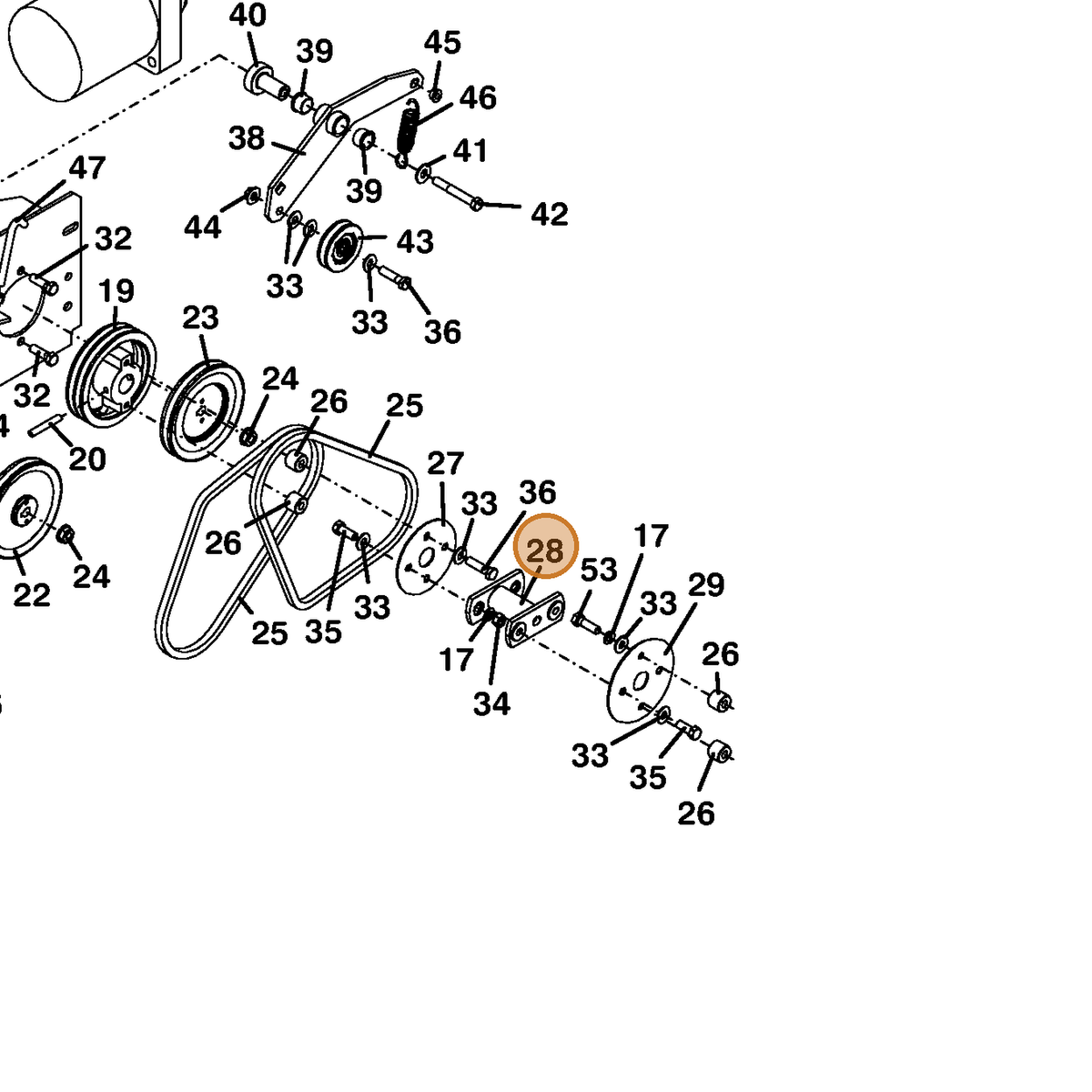 Grasshopper part 644143 — IPL diagram snippet (6x zoom, amber highlight)