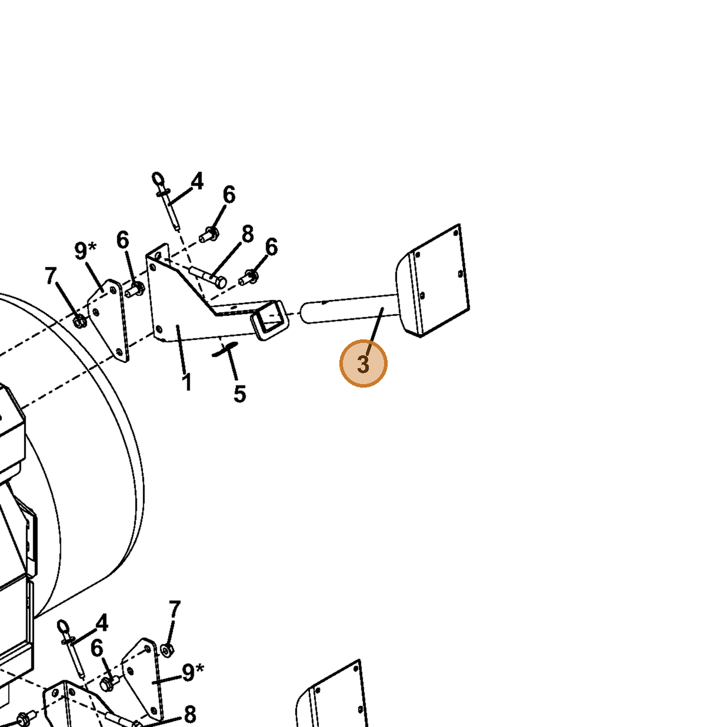 Grasshopper part 644147 — IPL diagram snippet (6x zoom, amber highlight)