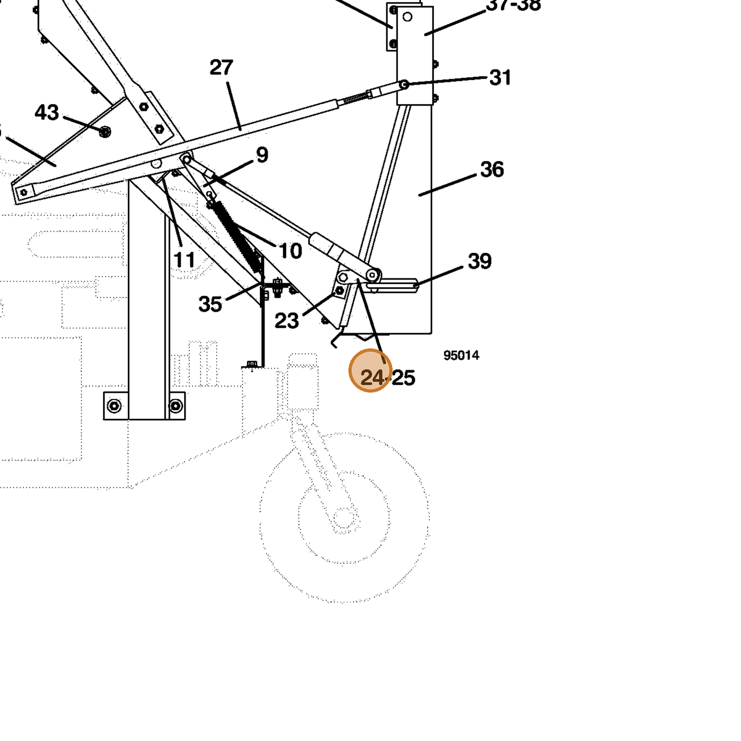 Grasshopper part 644155 — IPL diagram snippet (6x zoom, amber highlight)