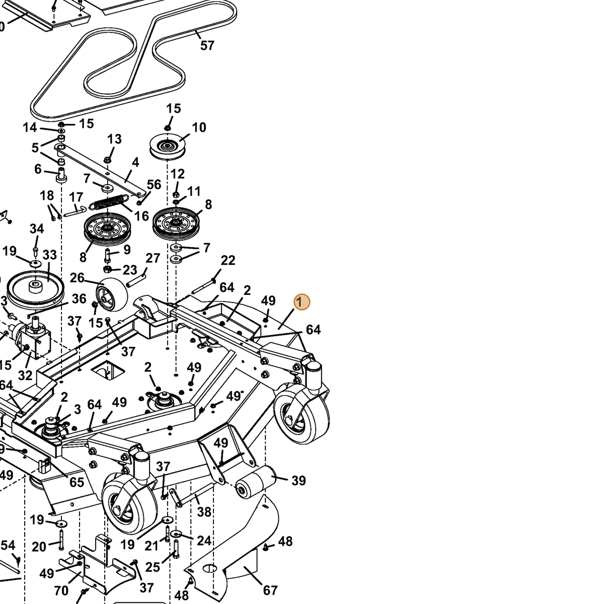 Grasshopper part 644168 — IPL diagram snippet (6x zoom, amber highlight)