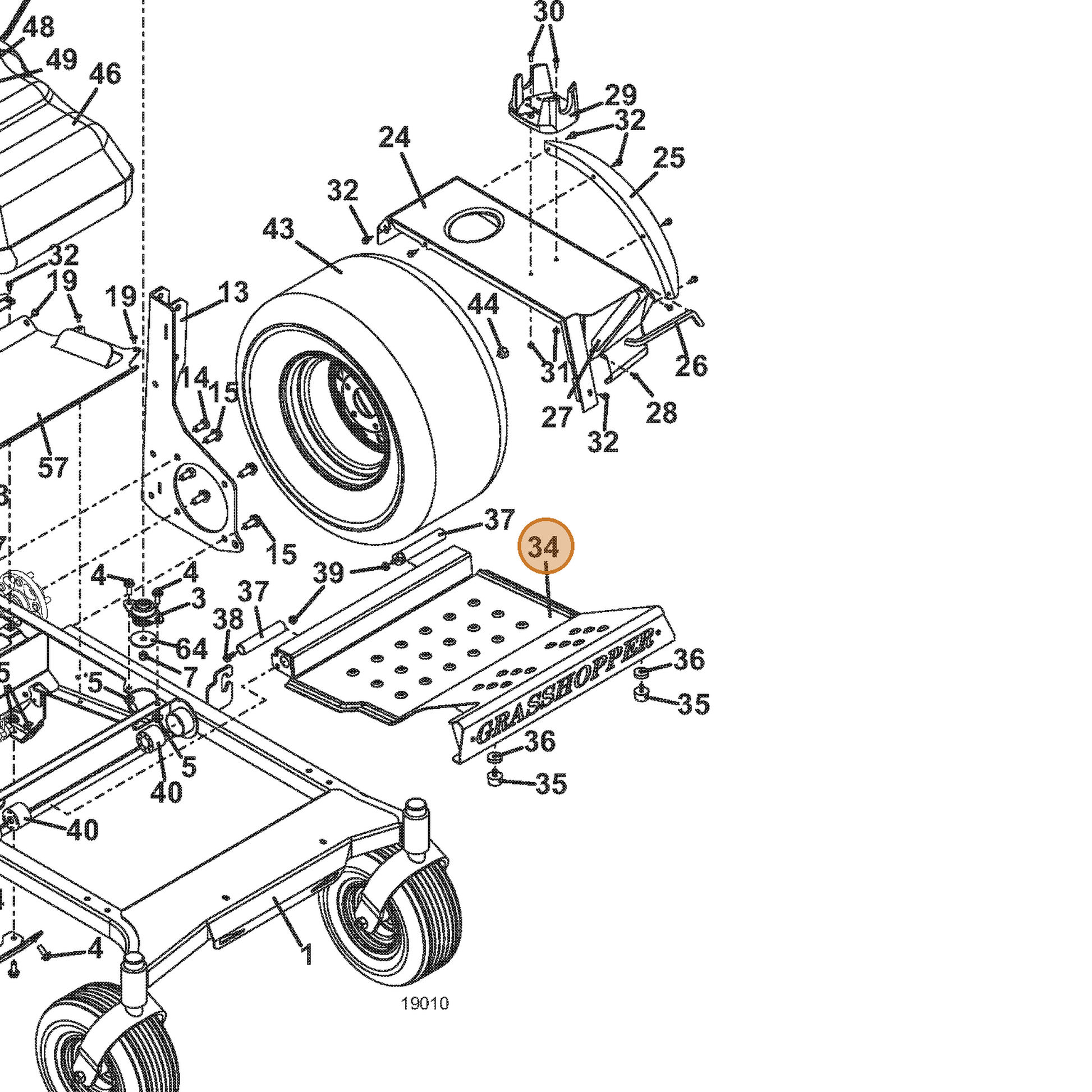 Grasshopper part 644231 — IPL diagram snippet (6x zoom, amber highlight)