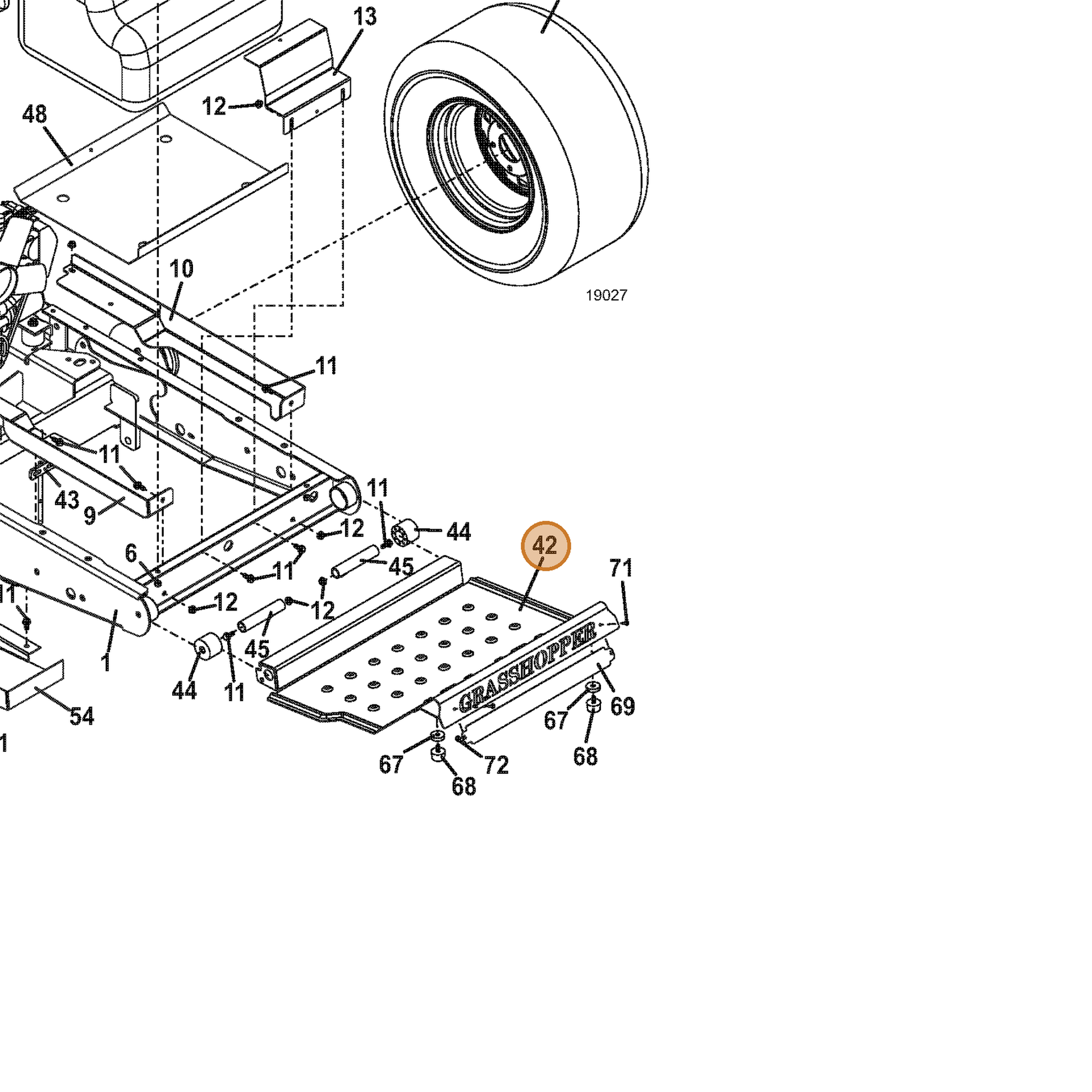 Grasshopper part 644235 — IPL diagram snippet (6x zoom, amber highlight)