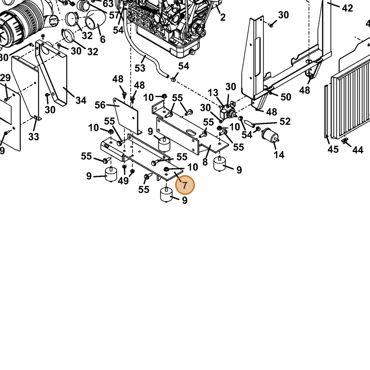 Grasshopper part 644286 — IPL diagram snippet (6x zoom, amber highlight)