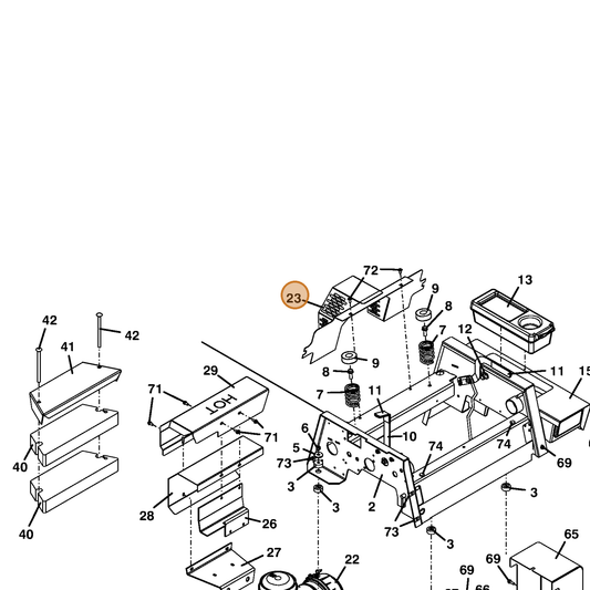 Grasshopper part 644291 — IPL diagram snippet (6x zoom, amber highlight)