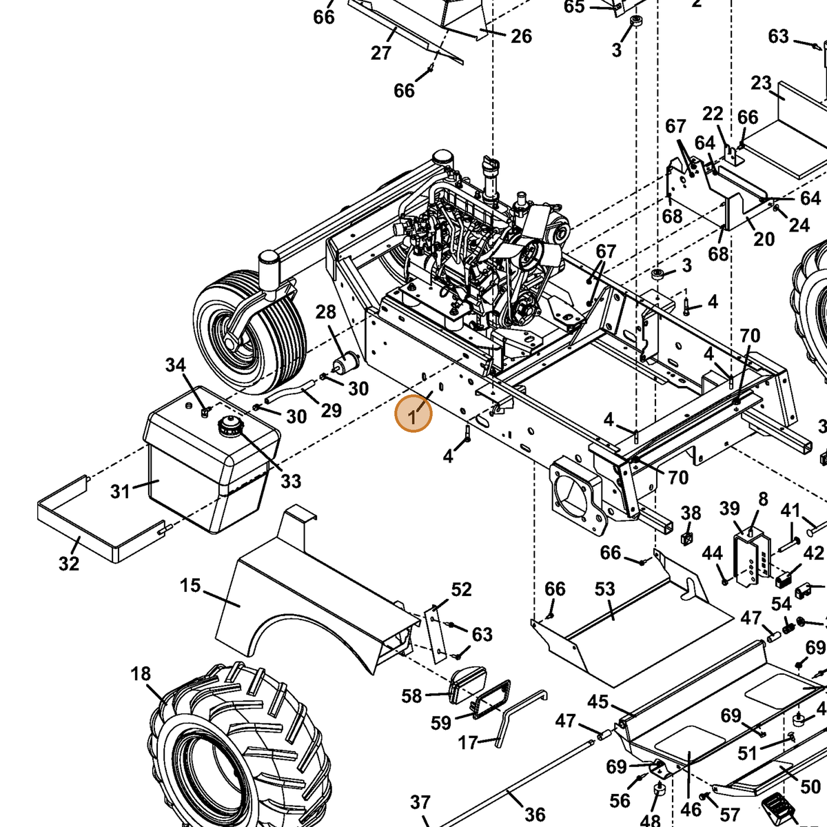 Grasshopper part 644298 — IPL diagram snippet (6x zoom, amber highlight)
