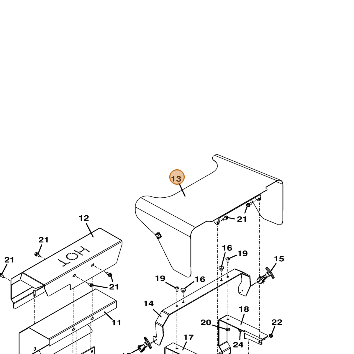 Grasshopper part 644324 — IPL diagram snippet (6x zoom, amber highlight)