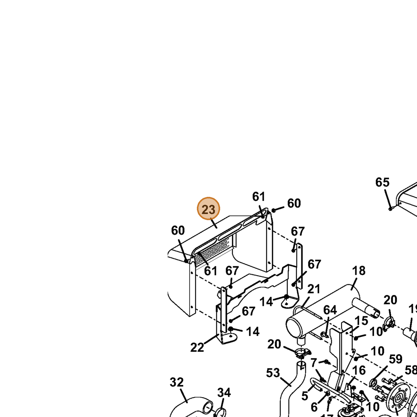 Grasshopper part 644334 — IPL diagram snippet (6x zoom, amber highlight)