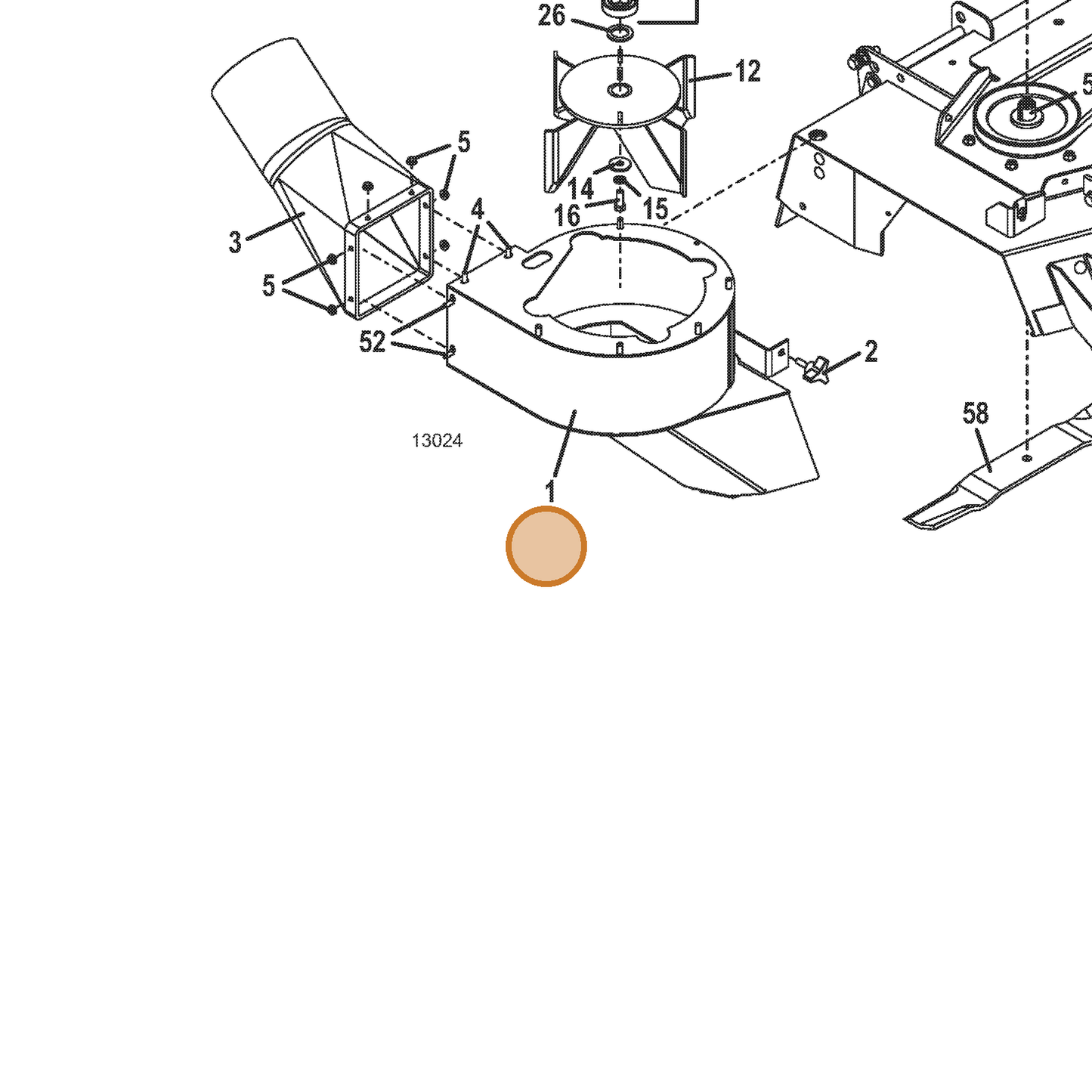Grasshopper part 644335 — IPL diagram snippet (6x zoom, amber highlight)