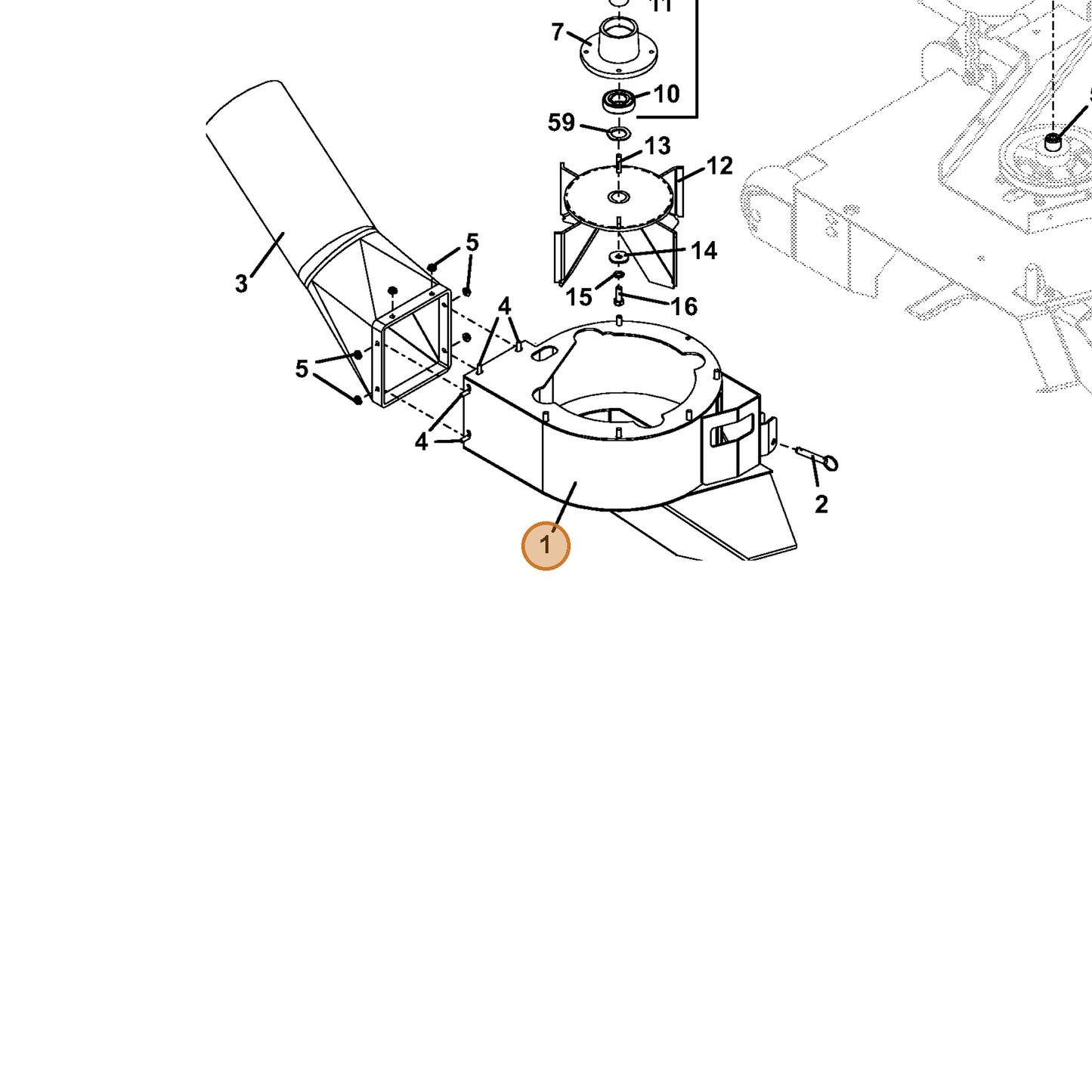 Grasshopper part 644346 — IPL diagram snippet (6x zoom, amber highlight)