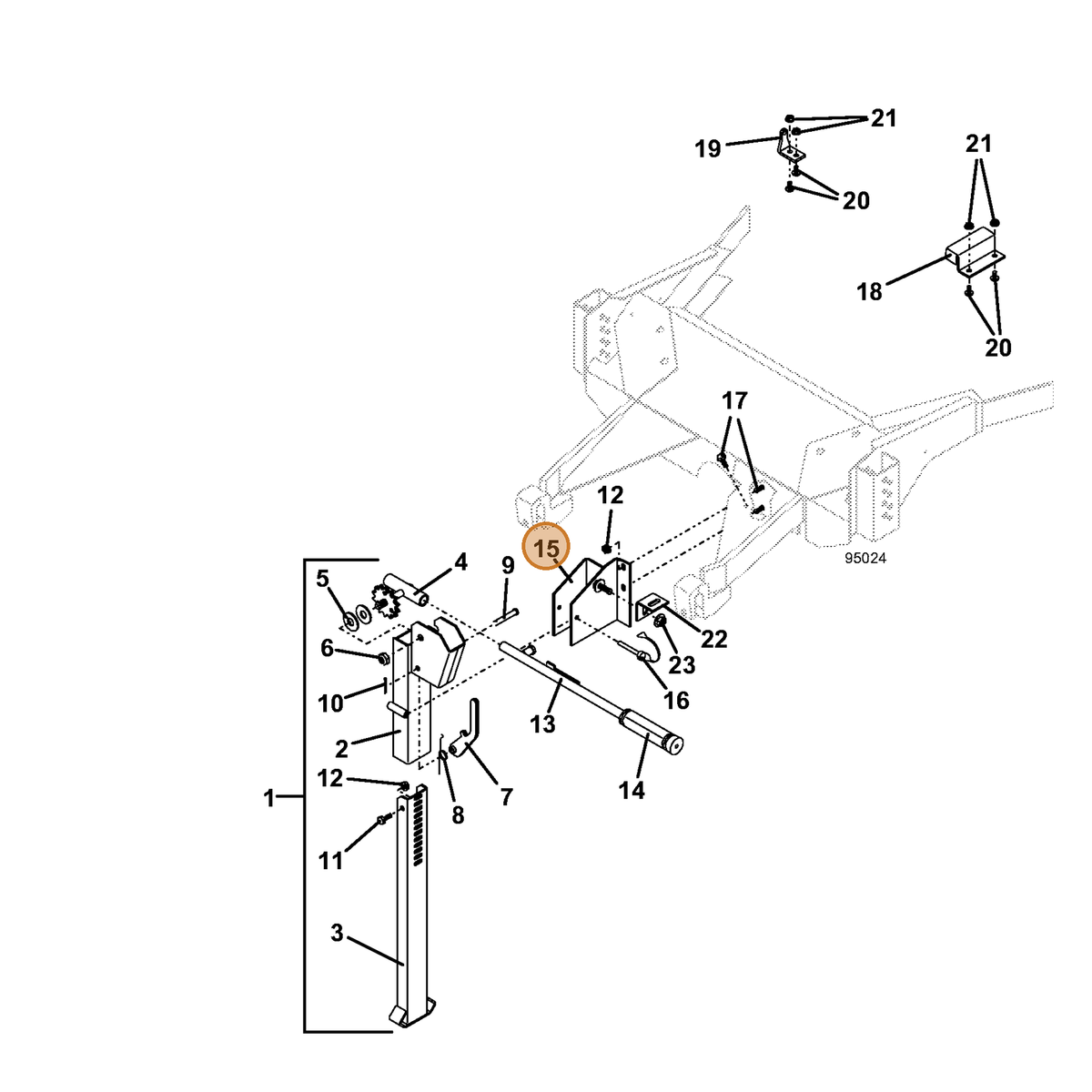 Grasshopper part 644390 — IPL diagram snippet (6x zoom, amber highlight)