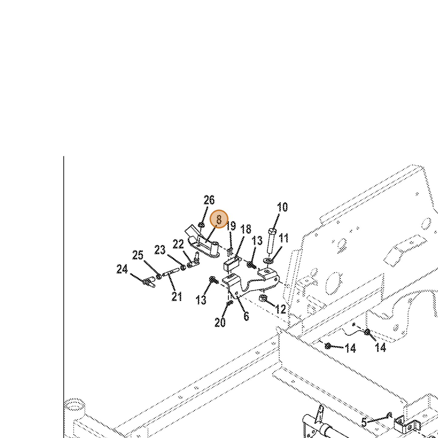 Grasshopper part 644398 — IPL diagram snippet (6x zoom, amber highlight)