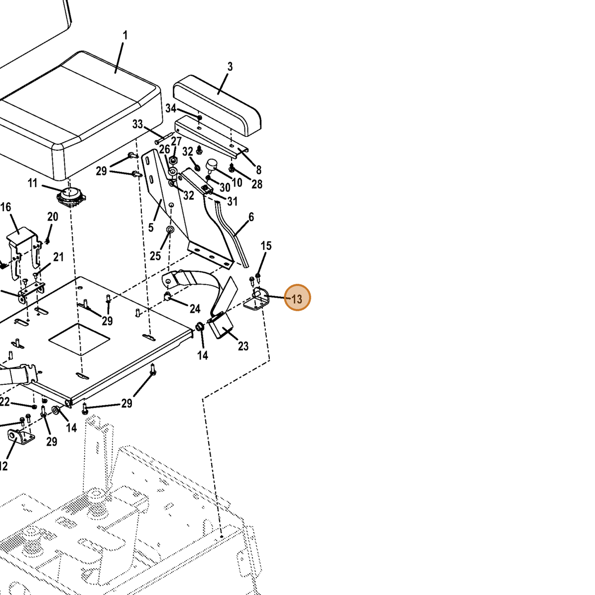 Grasshopper part 644401 — IPL diagram snippet (6x zoom, amber highlight)