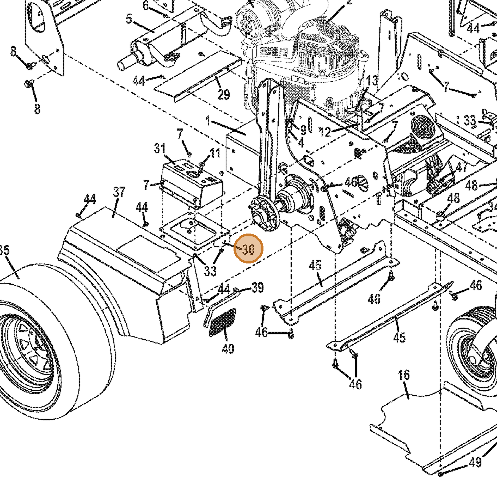 Grasshopper part 644411 — IPL diagram snippet (6x zoom, amber highlight)